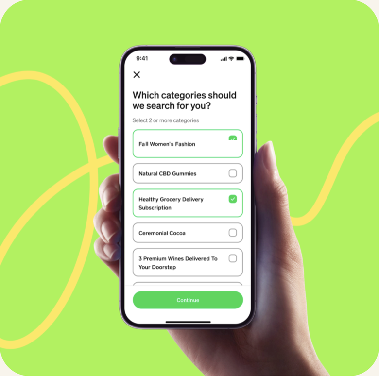 Nift screen: which categories should we search for you